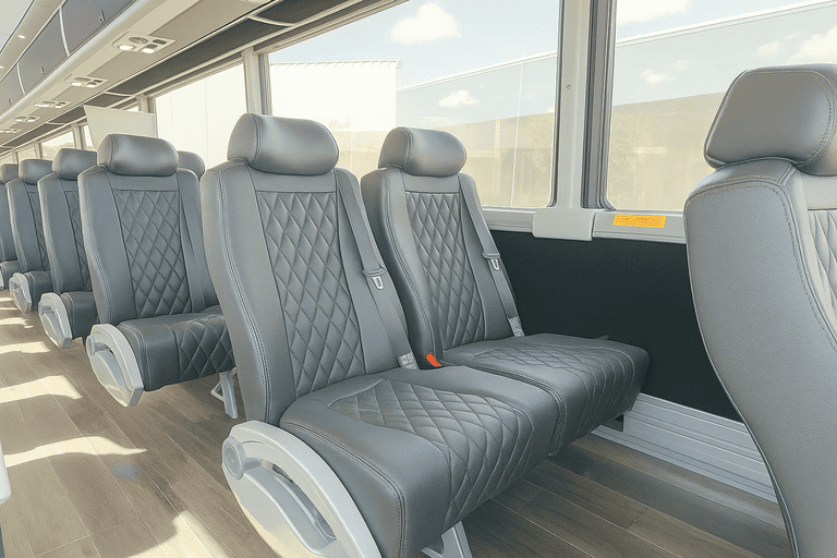 interior of Newark Shuttle Bus Rentals charter bus